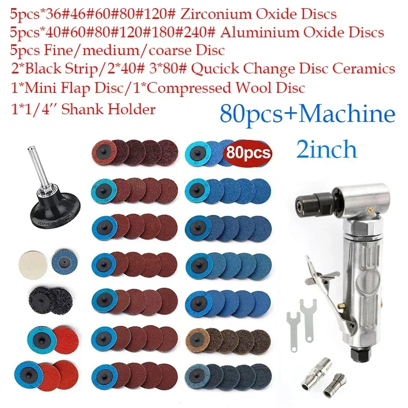 Poratble Mini 1/4 Air Angle Die Grinder 90 Gradi Pneumatico Rettifica Lucidatrice Mulino Macchina Per Incidere con Dischi Abrasivi Kit di Strumenti