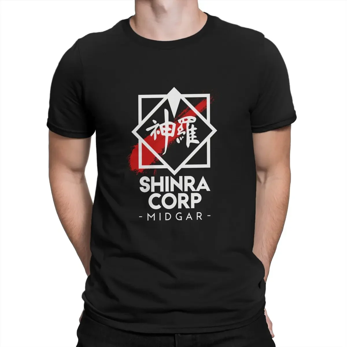 Final Fantasy Shinra Corp Midgar Tshirt Graphic Men Tops Vintage Punk Summer Polyester Streetwear Harajuku T Shirt