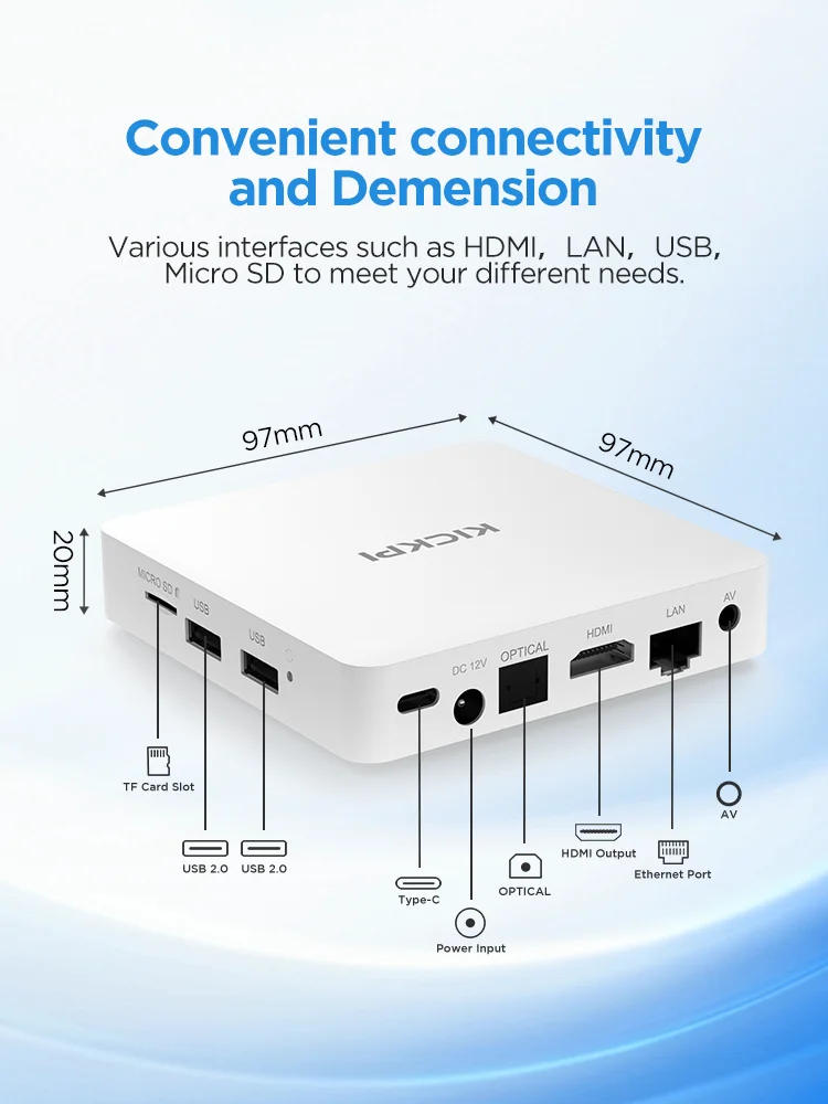 KICKPI KP1 TV Box Google معتمد Netflix 4K Android 12.0 Media Player 32G يدعم Chromecast Dolby Atmos 5G Wifi BT5.0