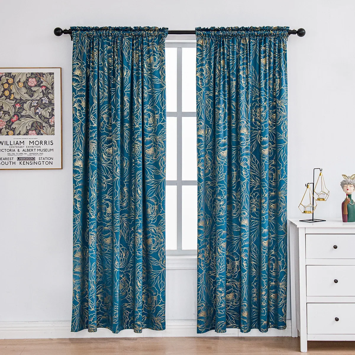 

High-end gold-plated Dutch velvet blackout curtain curtain screen European and American printing