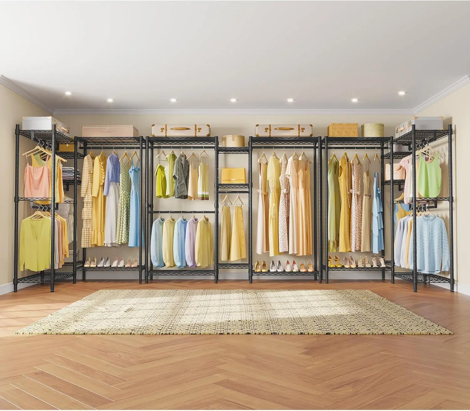 Medium Wire Garment Rack Heavy Duty Clothes Rack for Hanging Clothes, Metal Freestanding Closet Wardrobe Rack, 71.2" L x 14.6" W