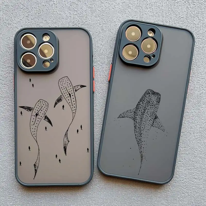 Ocean Whale Jellyfish Hand Painted Pattern Phone Case For iphone 14 11 12 13 15 Plus Mini Pro Max 7 8 Plus SE 2020 X XR XS Cover