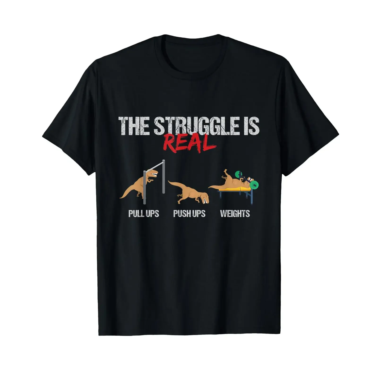 The Struggle is Real T Rex Dinosaur Workout Fitness Shirt vintage Washed graphic fashion homme designer clothes Casual