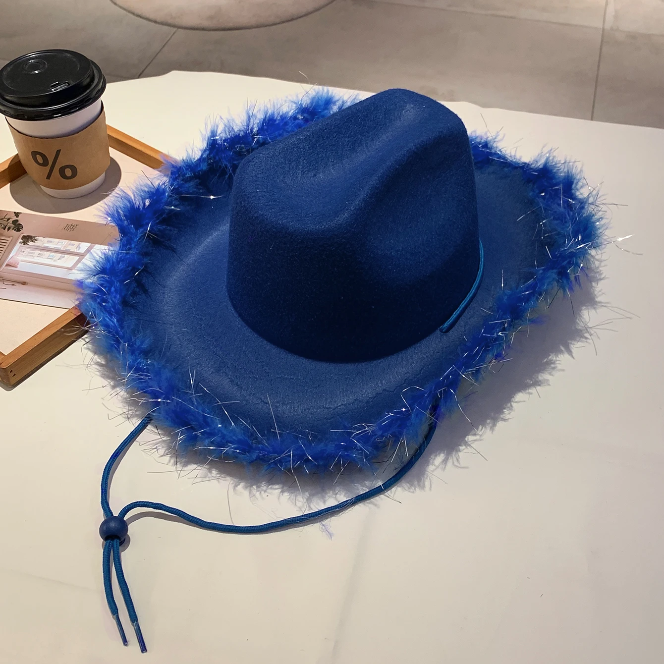 KAMMPT Fashion Solid Color Cowboy Hat Wide Brim Carnival Cosplay Cowgirl Hat Western Style Trends Caps for Bachelorette Party