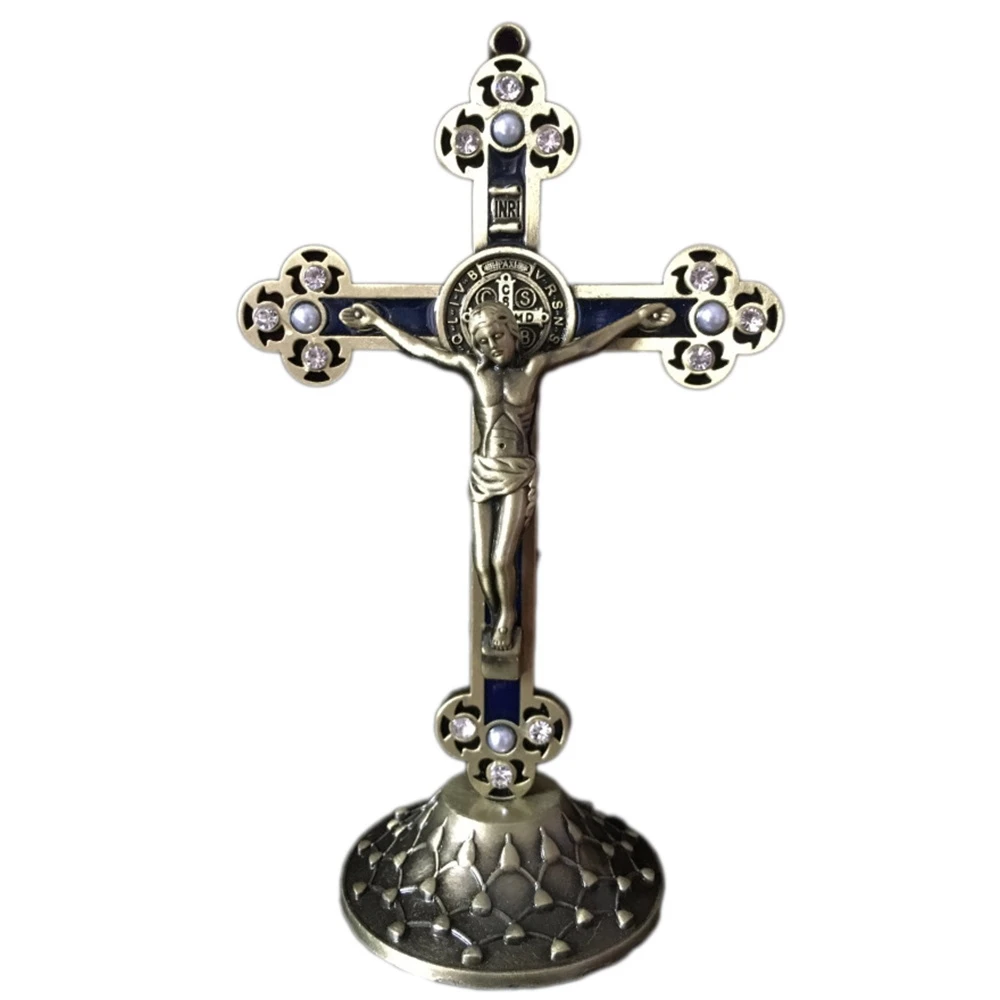 

Standing Crucifix with Base Alloy Cross for Home Chapel Decoration and Religious Gifts(Copper)