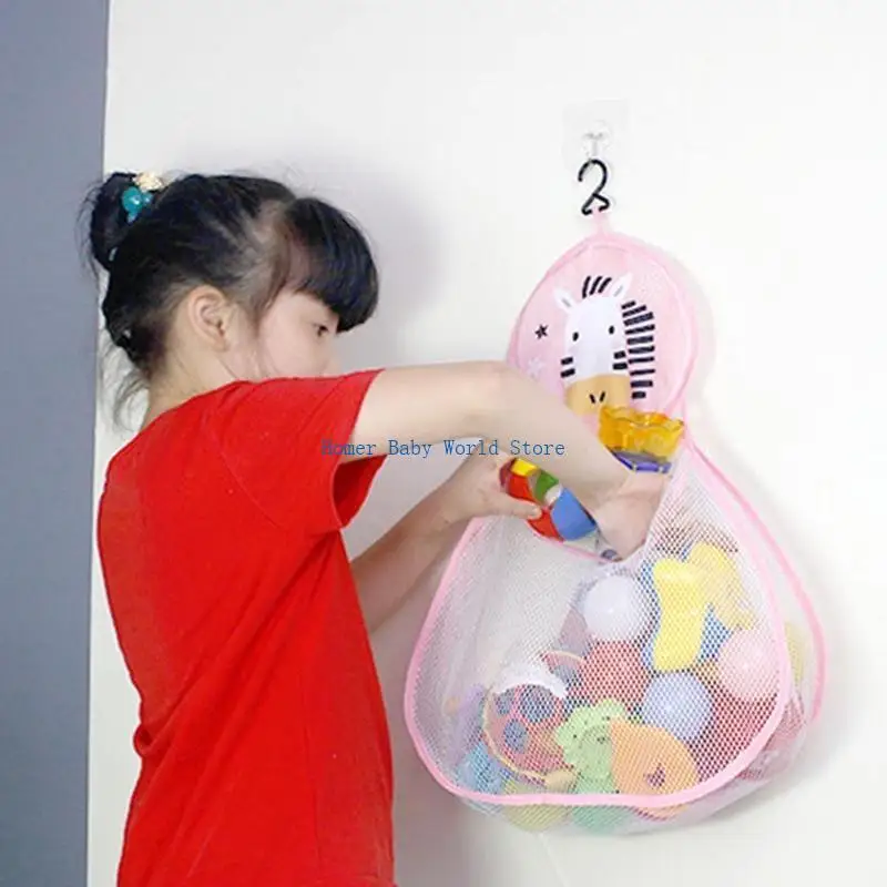 

B2QD 13.78x19.69" Baby Bath Toy Hanging for Shell Storage Bag Kids Toy Storage Supplies Mesh Made Net Bag Sand Toy