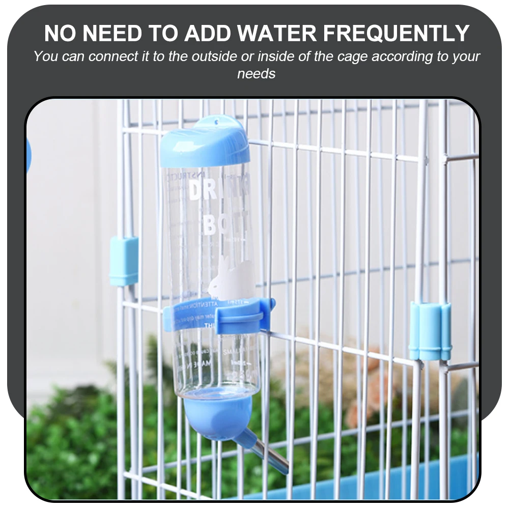 

3Pcs Round Head Water Bottle Sturdy Long-Lasting Use Easy Observe Hanging Pet Drinking Bottle Compact Size Pet Hanging Waterer