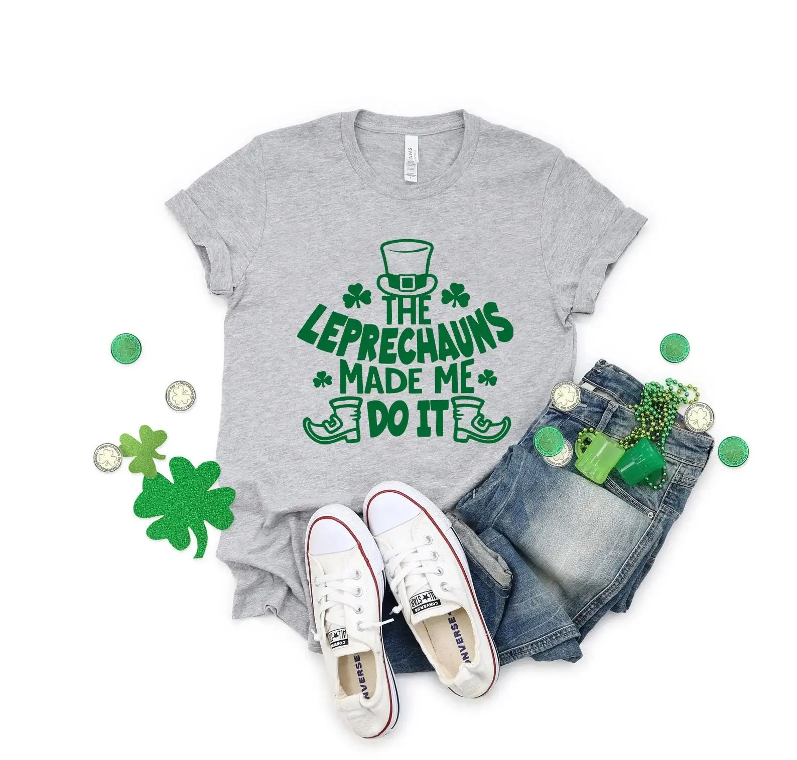 The Leprechauns Made Me Do It T Shirt Shenanigans Drinking Irish Lucky Shamrock Saint Patricks Day