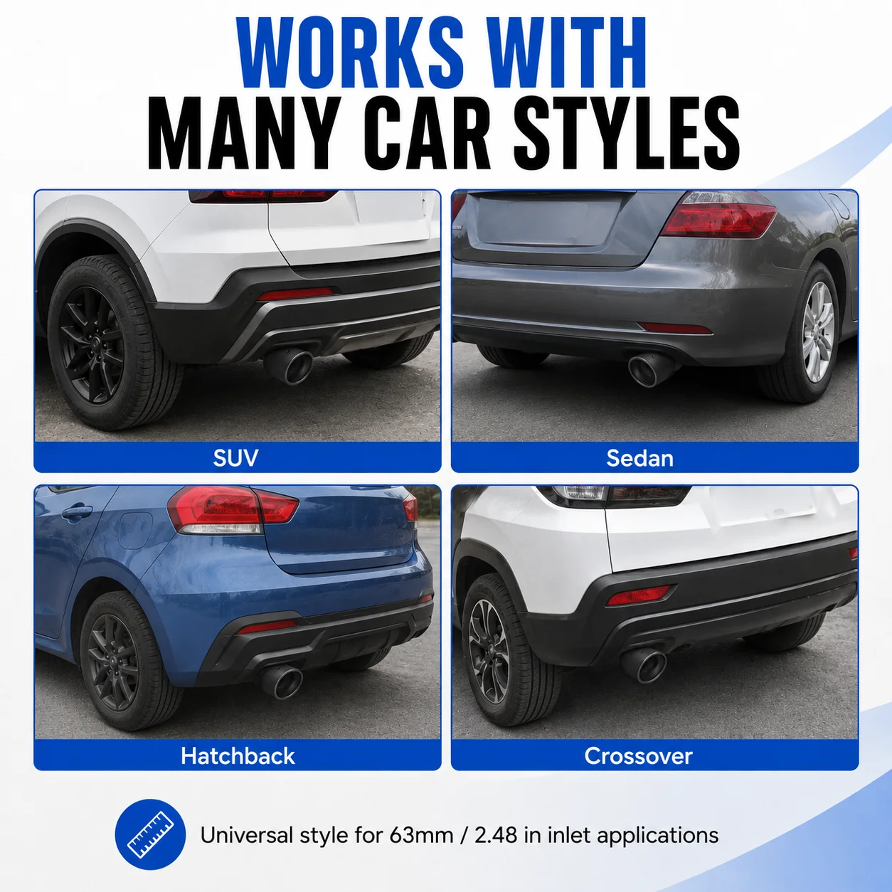 63mm Universal Auto-Auspuffblende Schwarz Rund Aluminiumlegierung Schalldämpfer-Endrohr Auspuffdüse Auto-Rohr Dekorationszubehör – Detail 5