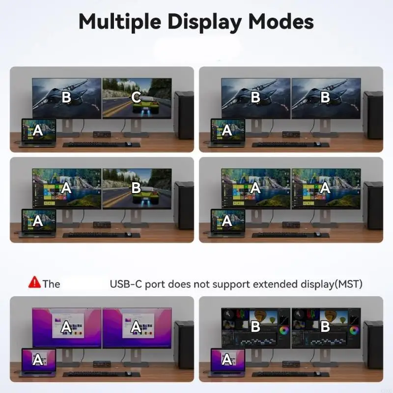 

C90F 13 in 1 USB C KVM Dock with Two DP1.4 Enables Double Monitor Setups For Enhances Productivity And Gaming