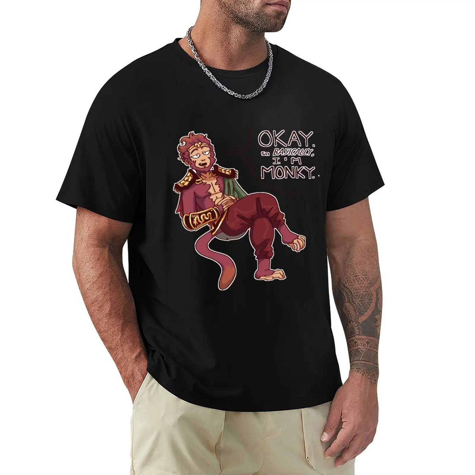 ok, so basically, im monky king T-Shirt plain new edition graphics plus size men clothing