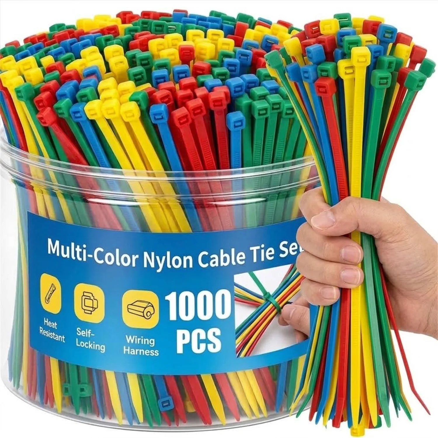 100-1000PCS Self Locking Nylon Cable Ties Plastic Zip Ties Wire Binding Wrap Straps DIY Cable Fasten Organiser for Home Office