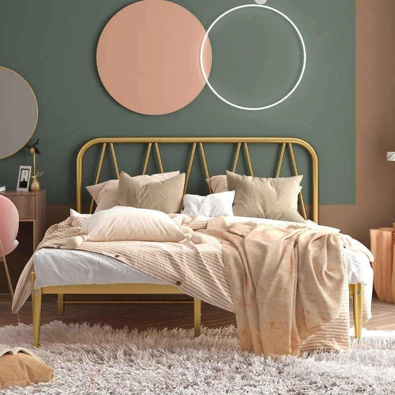 Nordic wrought iron bed 1.5m minimalist modern princess bed single and double bed 1m 1.2m reinforced Instagram trending