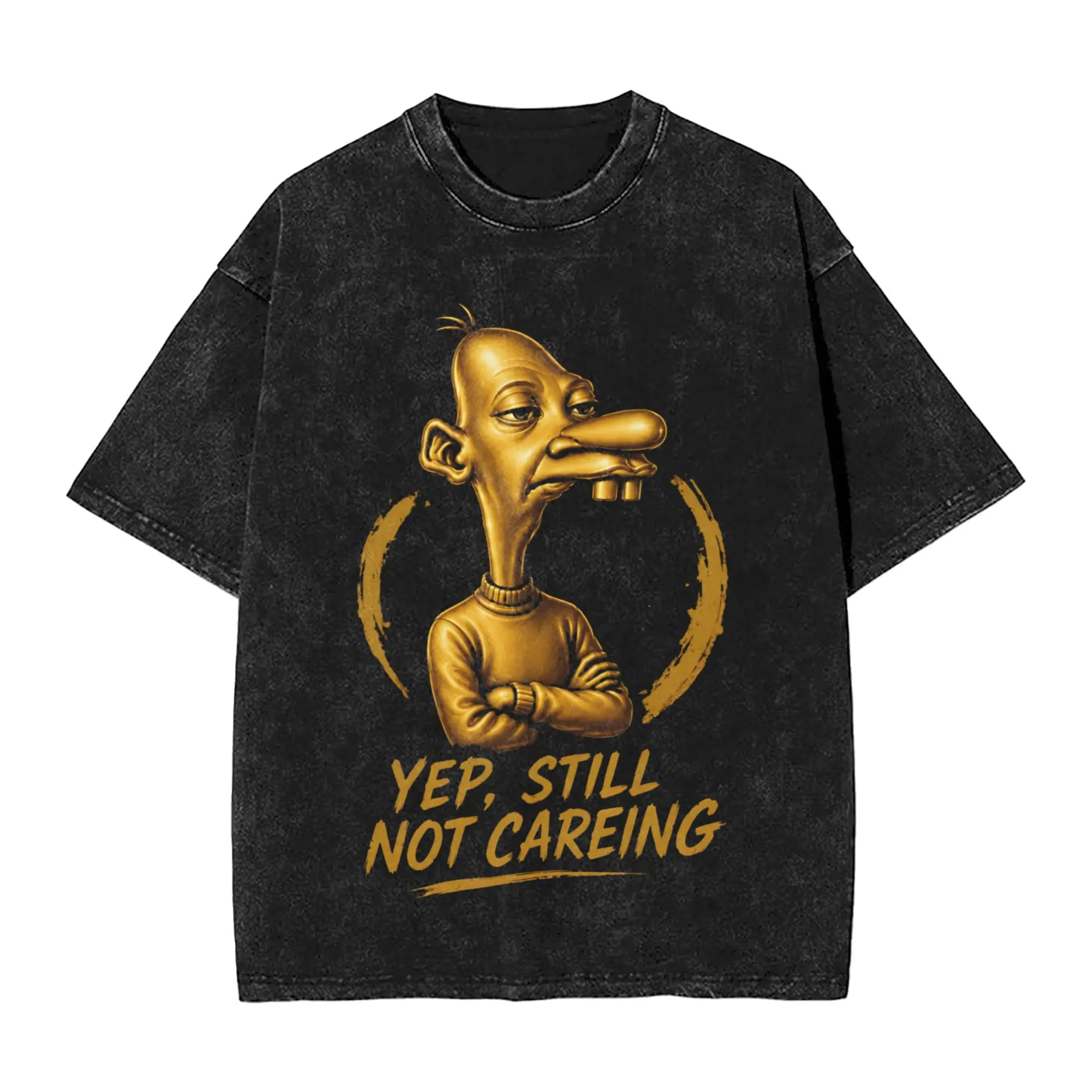 Washed T Shirts Golden Neegy Meme Funny Internet Brainrot Gen Z T-Shirts Harajuku Streetwear Summer Tops Tops Tees for Men Women