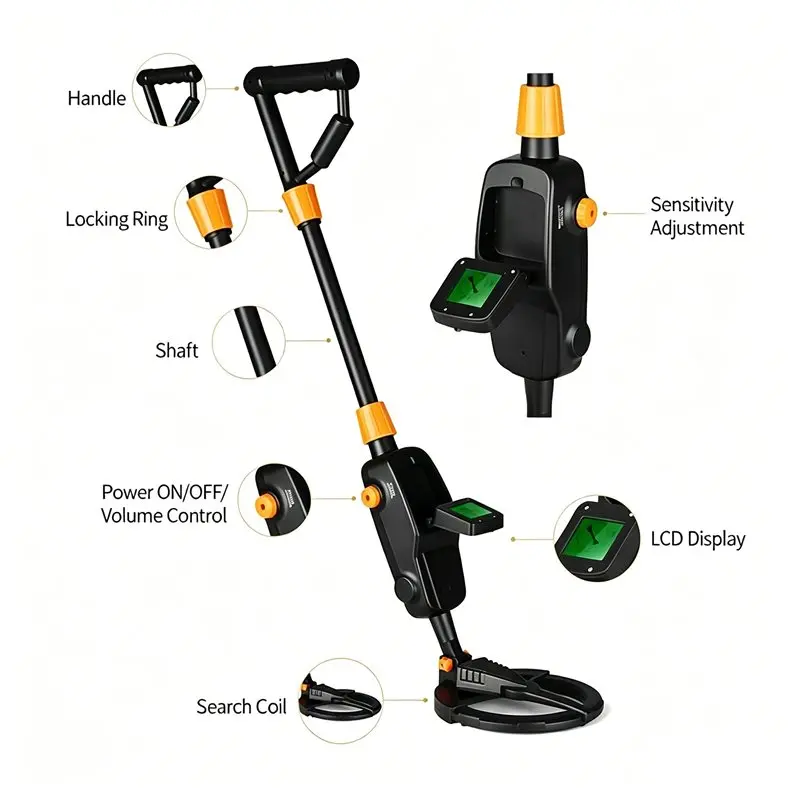 A76I-MD1008A Gold Silver Jewelry Treasure Search Finders Waterproof Treasure Metal Seeker Tool Children's Metal Detector