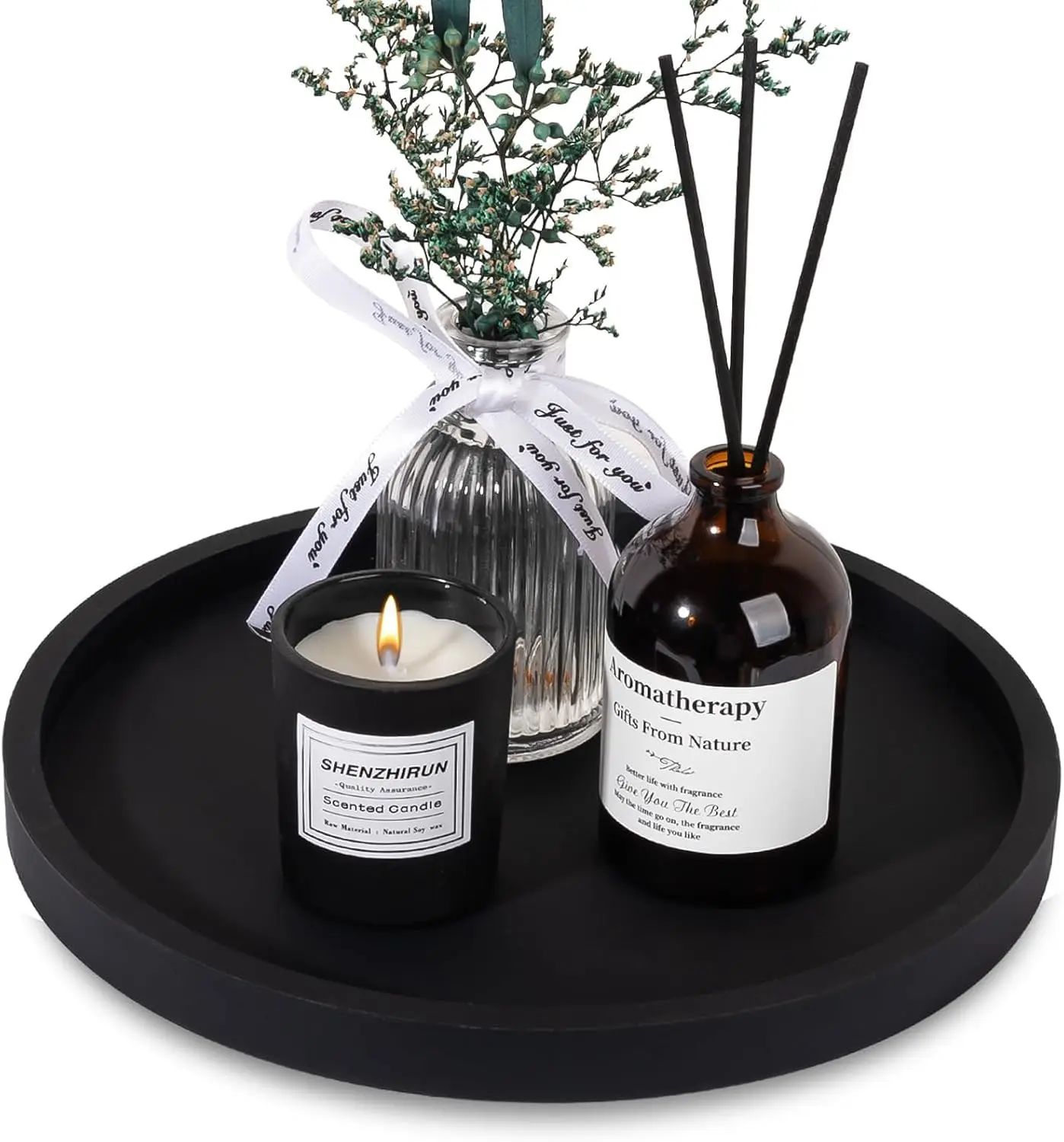 

Silicone Bathroom Tray Round Vanity Tray Decorative Soap Holder Kitchen Countertop Organizer Coffee Table Decor for Candle