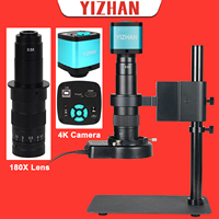 YIZHAN IMX327 4K 48MP HDMI USB Electronics Digital Microscope 130X 150X 180X 215X Zoom Lens With Ring Light For Phone Repair