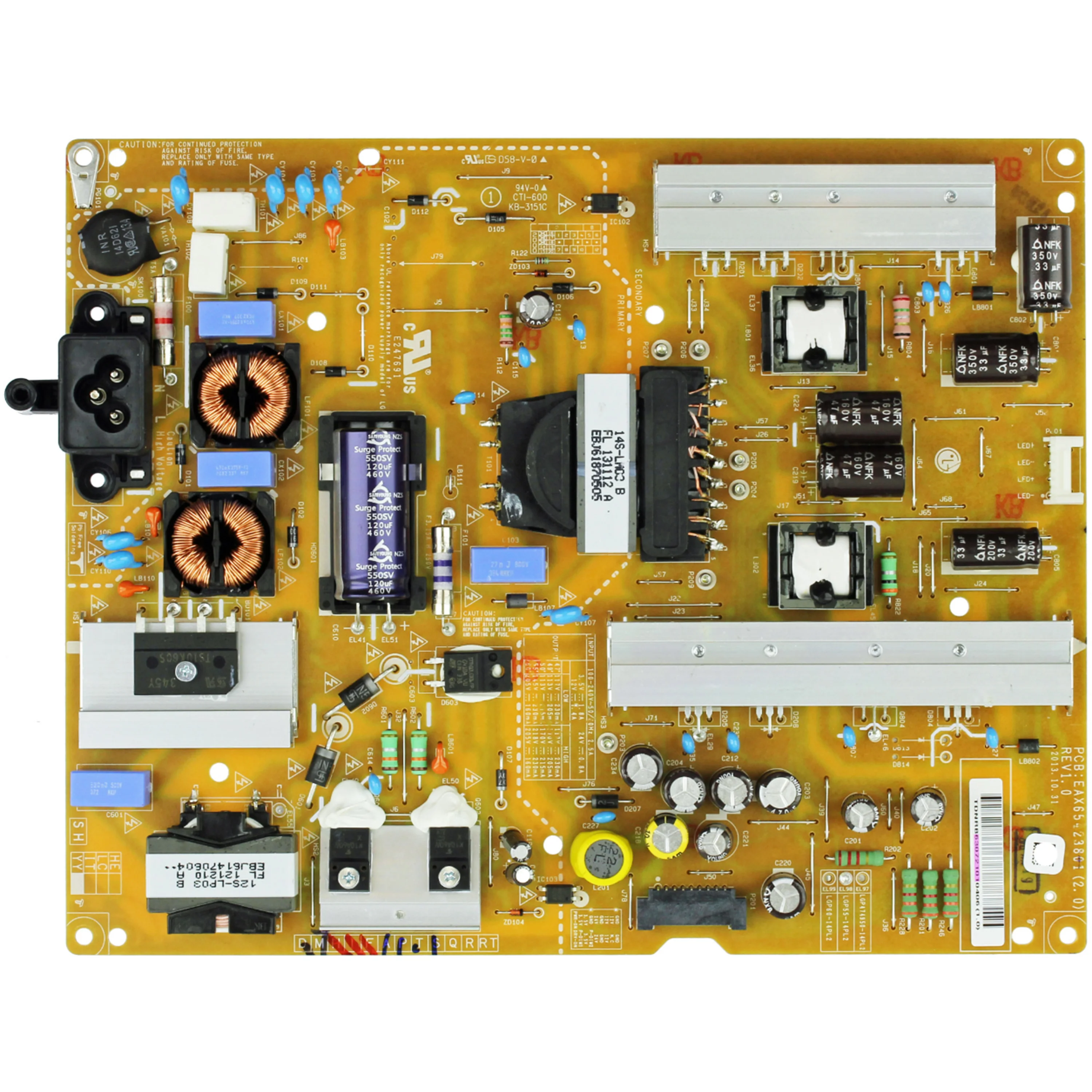 Genuine LGP55-14PL2 EAY63072101 Power Supply / LED Board is for 55LB6000-UH 55LF6100-UA 55LB5500-UC TV