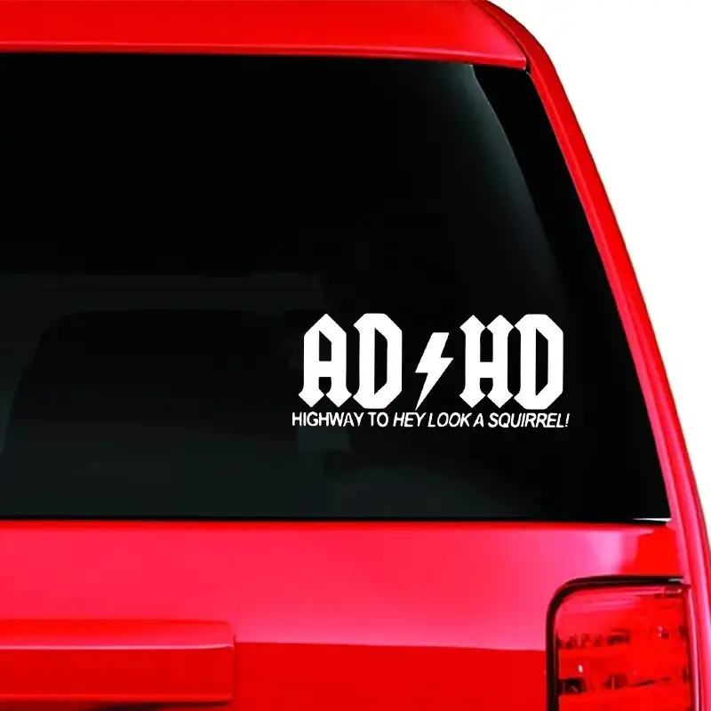 

Наклейка на автомобиль с изображением белки, водонепроницаемая виниловая наклейка для автомобилей, грузовиков, стен, ноутбуков, окон, мотоциклов, с надписью "ADHD Highway To Hey Look A Squirrel"