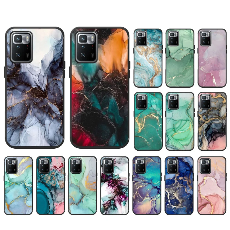 Чехол для телефона Xiaomi Redmi Note 13 12 Pro 11S 11 10 Pro 9Pro Note9 10S Redmi 10 9C Красочный синий розовый зеленый мраморный чехол