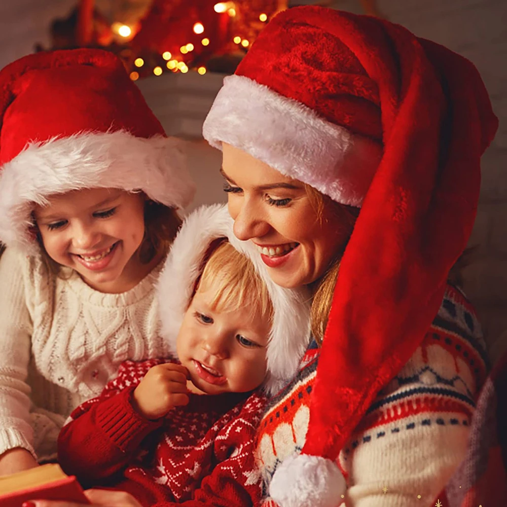 75 سنتيمتر قبعة عيد الميلاد طويلة أفخم سانتا كلوز قبعة للبالغين والأطفال عيد الميلاد السنة الجديدة هدية احتفالية لوازم الحفلات زينة عيد الميلاد