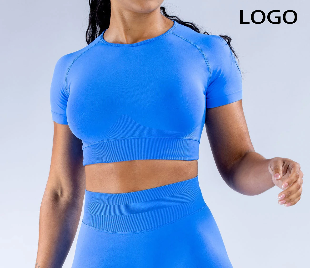 LOGO Top Seamless Sport T Shirts Fitness Clothes Short Sleeve Yoga Shirt Gym Top Running Active Wear Sport Top