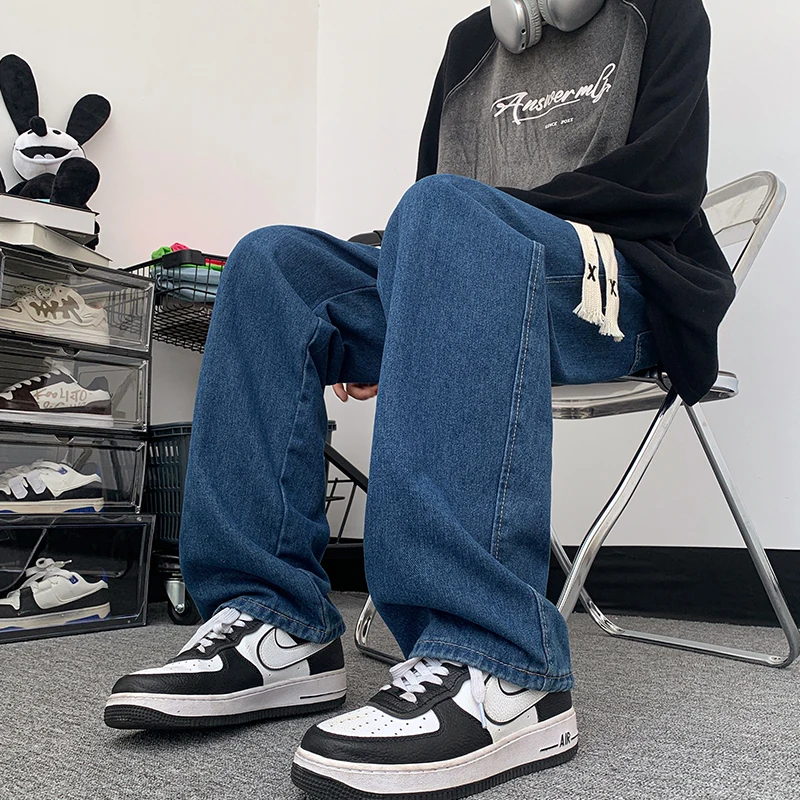 

Men's Spring Autumn Straight Leg Oversize Casual Jeans Loose Fit American High Street Sle Teen Faion Long Trousers