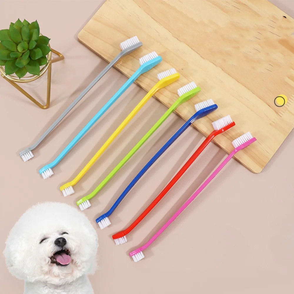 Double-headed Dog Toothbrush Portable Soft Multi-angle Pet Cleaning Tool Nontoxic Tooth Finger Brush