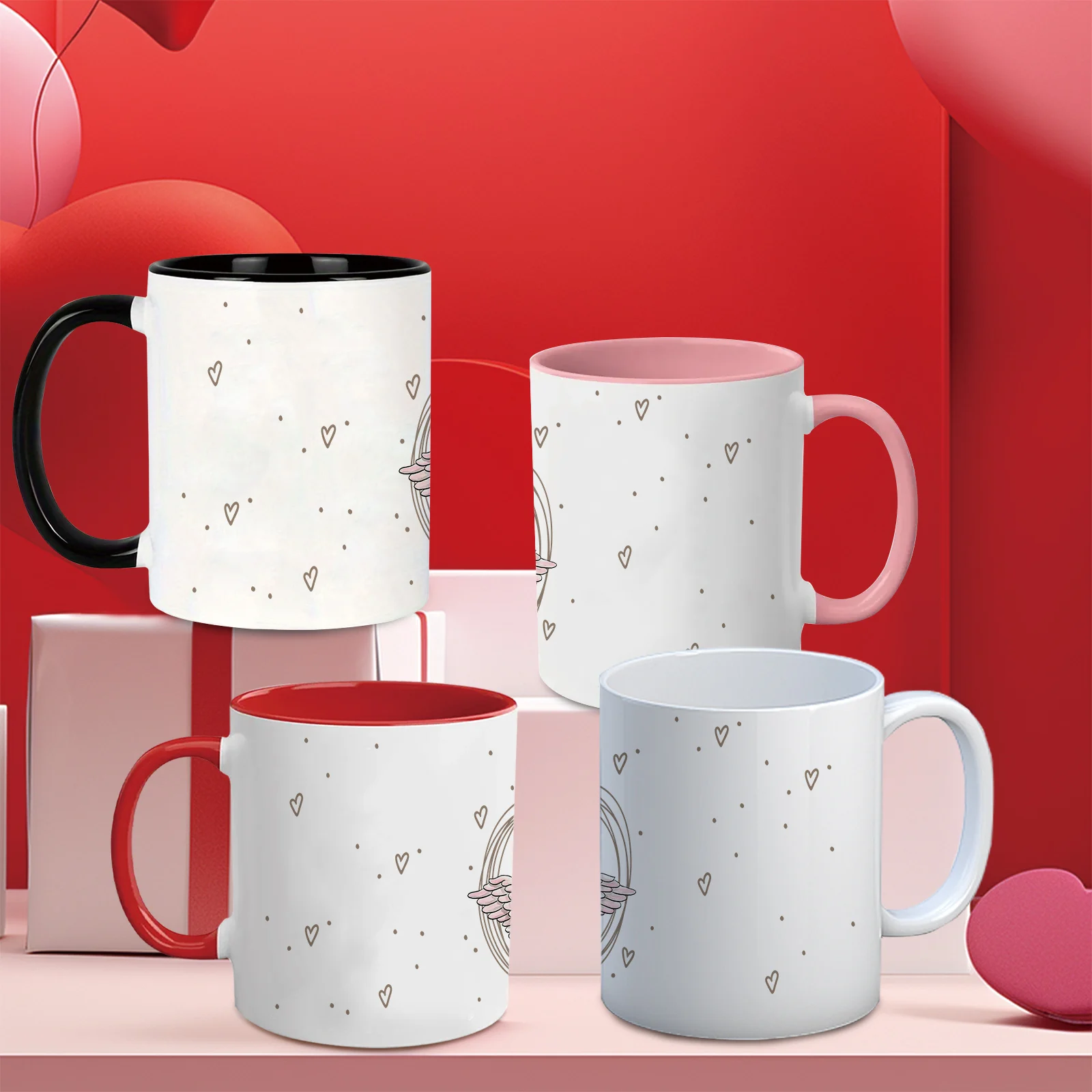 

2025 1pc Cupid Pattern 3d Printed Hot Cocoa Mug 11oz Ceramic Mug Tea Milk Coffee Cup Valentine's Day Anniversary Gifts For Lover