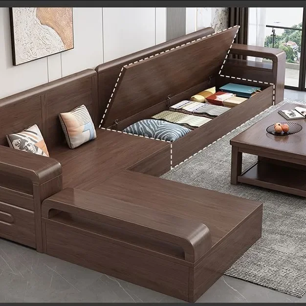 Walnut solid wood sofa combination winter and summer dual-purpose modern simple environmental protection high-end