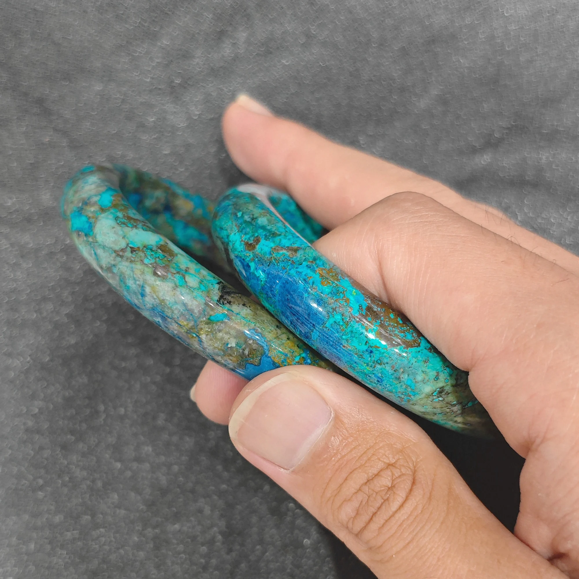 Natural Phoenix Stone Bangle Bracelet Gemstone Smooth Bangle Blue Green Chrysocolla Crystal Jewelry Present Supply 1 Piece