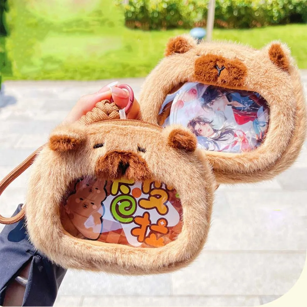 Portable PP Cotton Capybara Zero Wallet Creative Soft Capybara Plush Purse Coin Pouch Pendant Cartoon Animal Key Ring Work