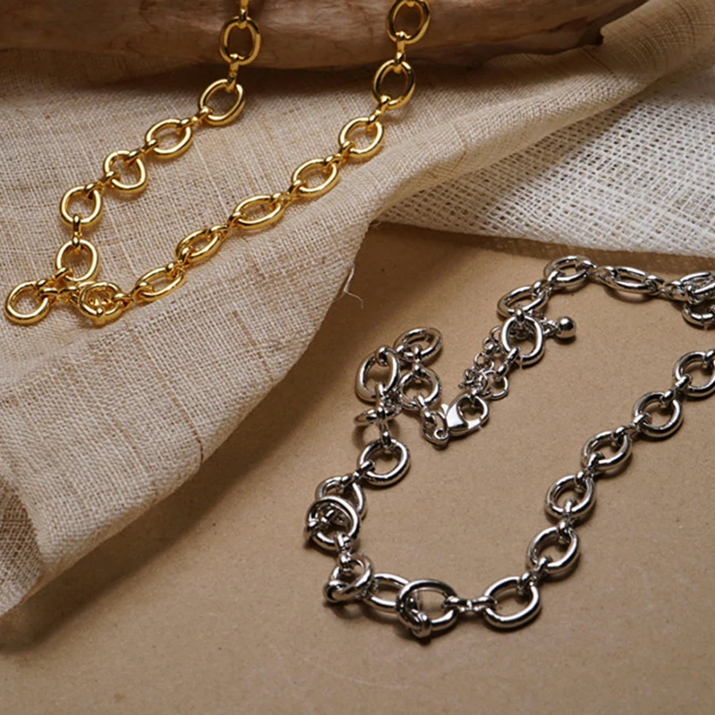 Peri\'sBox Gold/Silver Color Linked Small Circle Necklaces Beaded Geometric Necklaces for Women Minimalist Necklace 2020 Jewelry