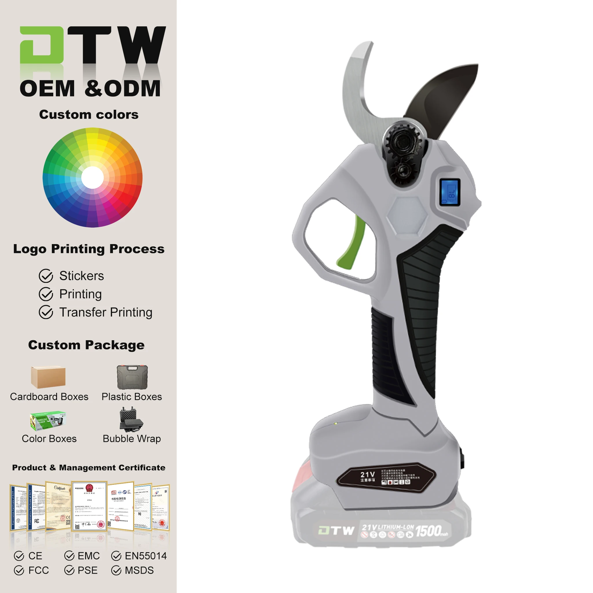 

DTWA1-0022 Electric Cordless Garden Pruning Machine with Pruning Tool, Pruning Shears