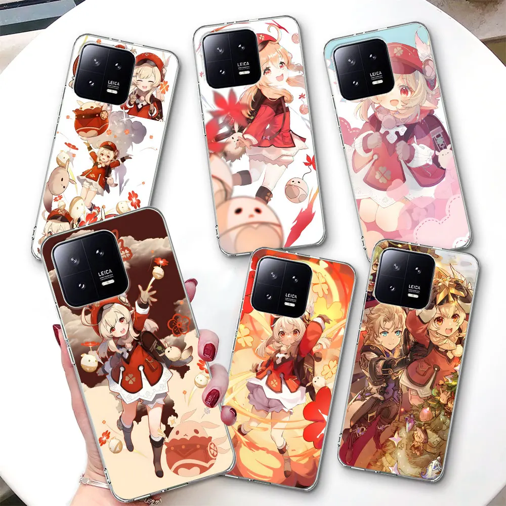 Klee Genshin Impact Transparent Case for Xiaomi Mi 11T 13 11 10T 8 9 CC9 A3 CC9E 11i 12 12X 5X 8 9T Pro 10 Lite Soft Phone Cover