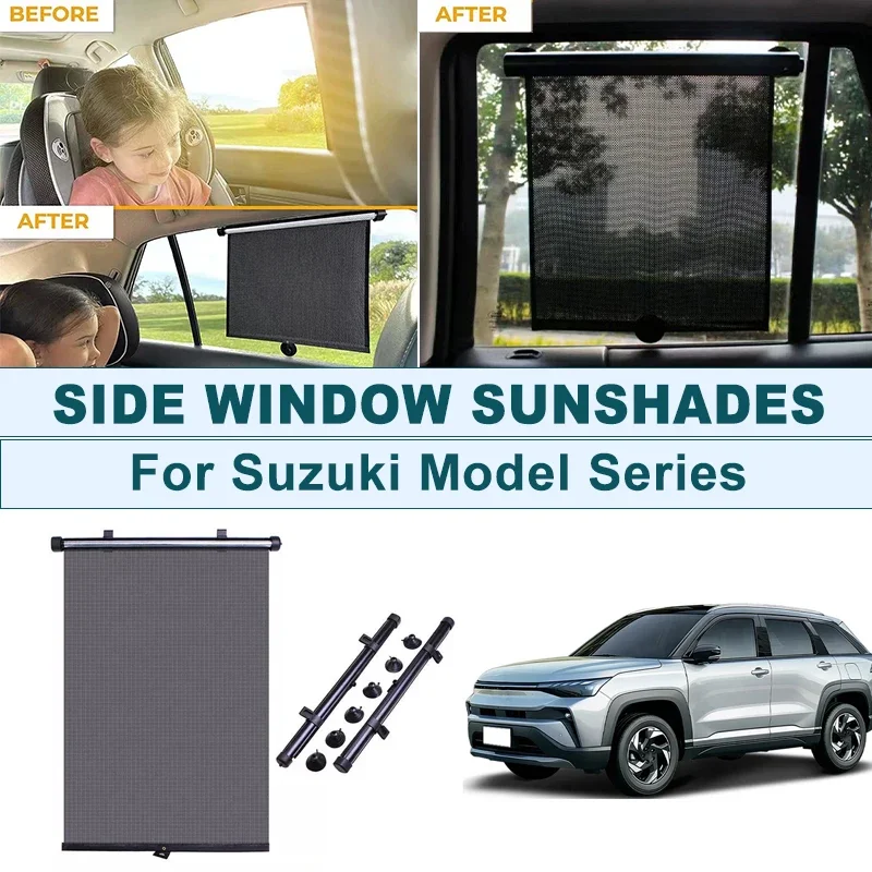 

2Pcs UV Protection Retractable Car Side Window Sun Shade Roller Blinds For Suzuki Swift Vitara Jimny SX4 Baleno Ertiga Celerio