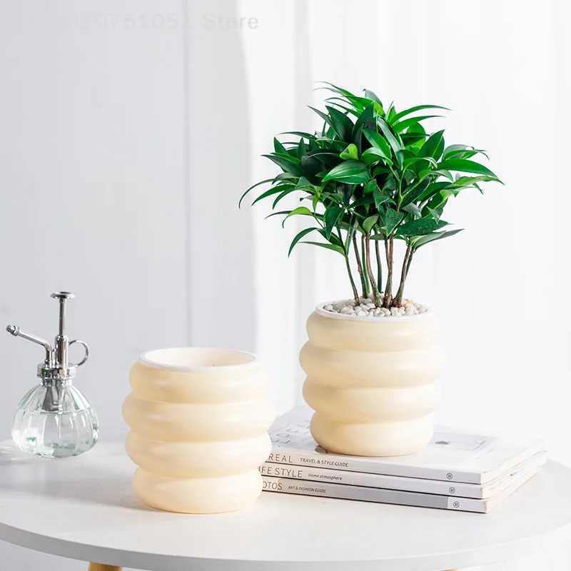 Plastic Flower Pot Thickened Resin Round Three-dimensional Tabletop Flower Pot For Home Decoration