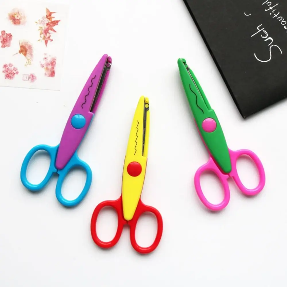 Wavy Pattern Minimalistic Lace Scissors Candy Color Stainless Steel Stationery Scissors Small Round Head Multifunctional