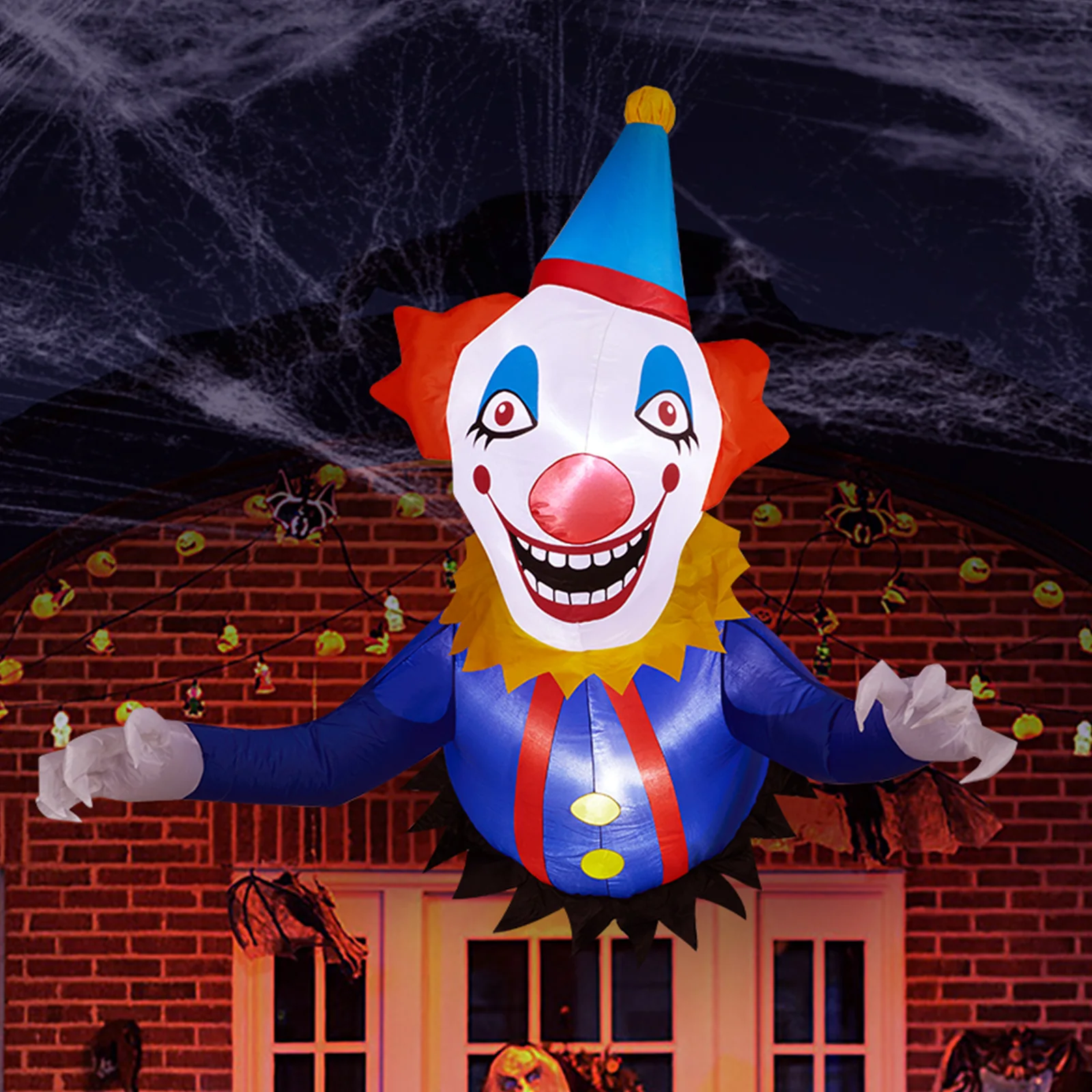 3.3 FT Halloween Inflatable Clown Broke Out from Window Outdoor Decorations, Scary Blow up Decor with Built-in LED Lights