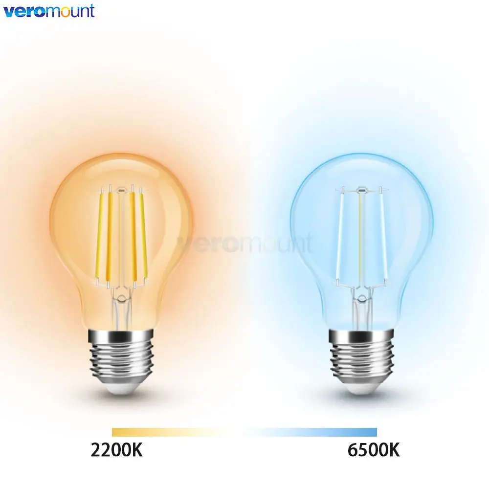7w a60 e27 ac 220v zigbee 3.0 slimme led gloeilamp dubbele witte (2200k-6500k) vintage edison smart light 2.4g rf afstandsbediening