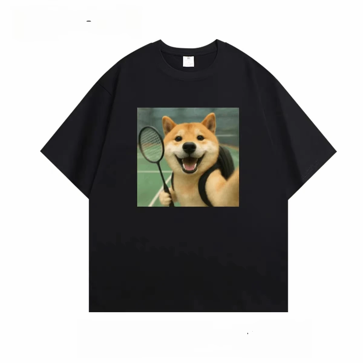 

Camiseta de manga corta camiseta estampada para perros femeninos jugando al bádminton camiseta casual para animales