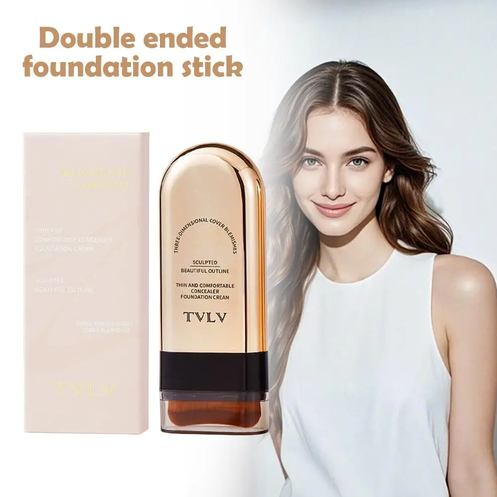 TVLV ベルベット モイスト ライト イレーサー ファンデーション スティック（ブラシ付き）長時間持続する完璧なコンシーラークリームメイクアップ（顔用美容化粧品）