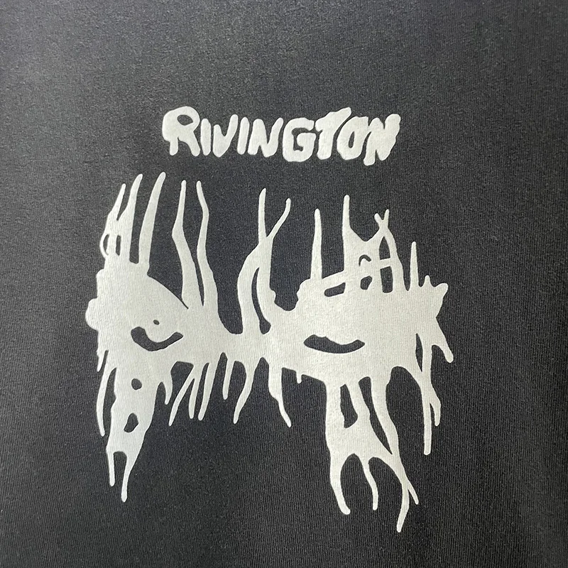 26SS الهيب هوب غسلها الأسود الرسومات شعار طباعة RRR 123 تي شيرت الرجال Womem قصيرة واسعة المحملة القمم 100% القطن RRR 123 تي شيرت العلامات