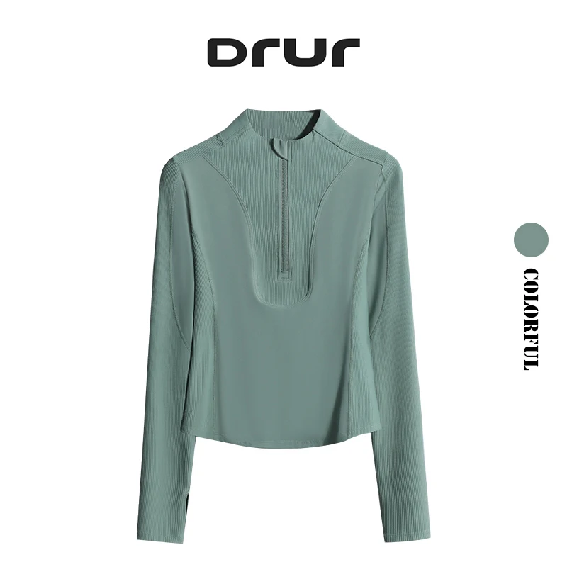 DRUR Yoga Clothes Jacket Woman Gym Shirt Long Sleeve Sweatshirt Sports Jackets Top Women Running Workout Tops Yoga Sportswear