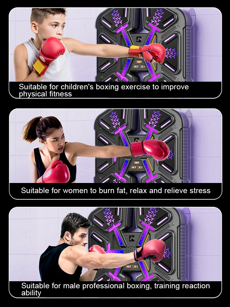 Smart Music Boxing Machine para adultos e crianças, Sports Fitness Trainer, Home Exercício Response, Boxing Wall Target, Novo