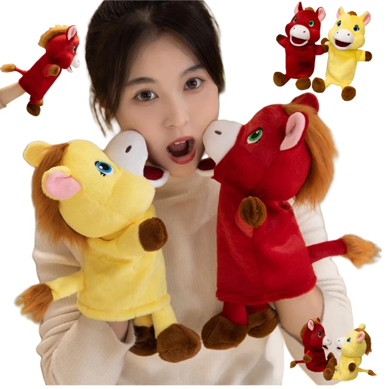 Kawaii Horse Hand Puppets Stuffed Plush Animals Toys Hand Finger Story Puppet Dolls Educational Baby Children New Year Gifts