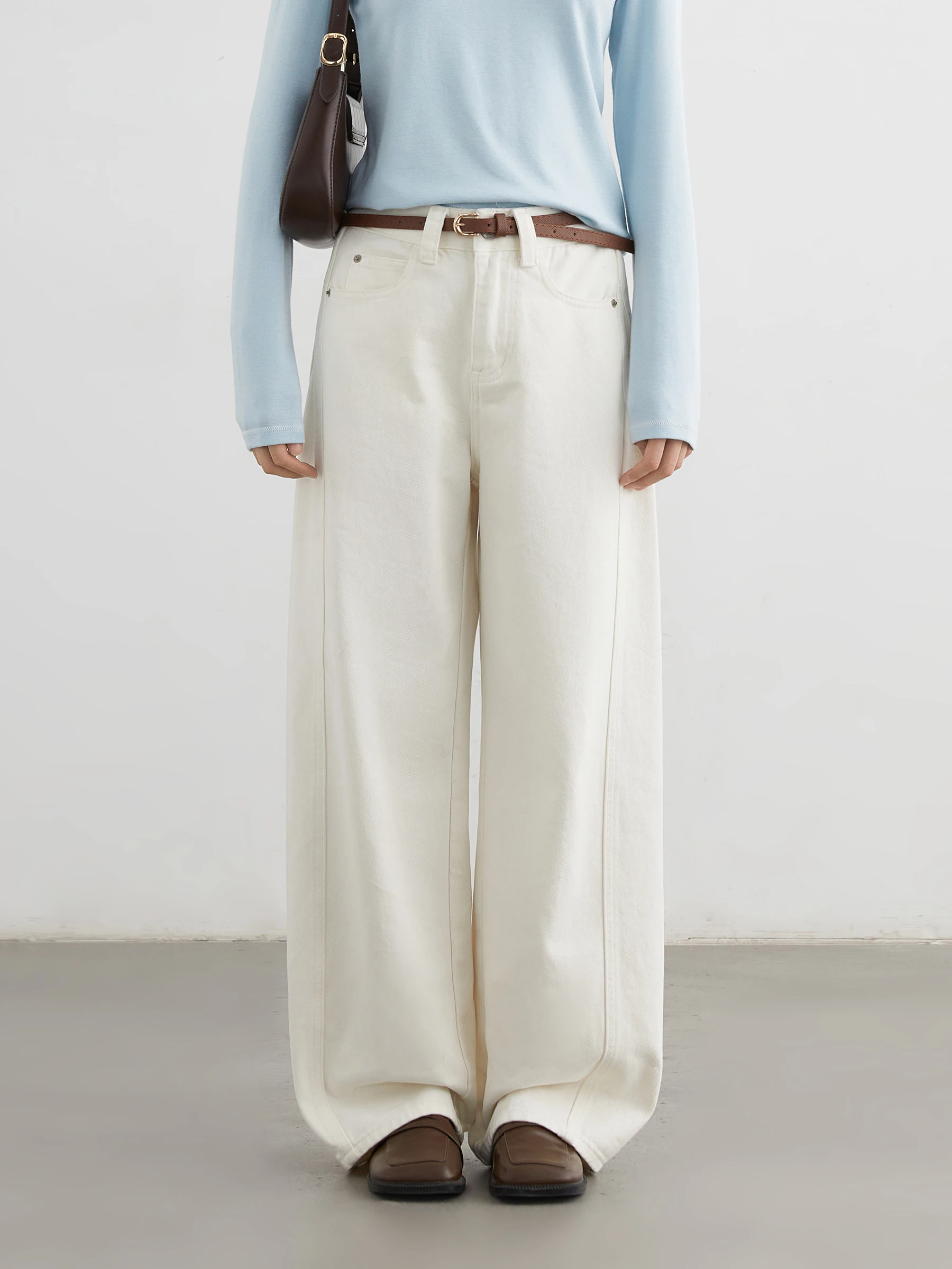 

CHICVEN Ретро свободные широкие джинсы женские повседневные белые джинсовые брюки с поясом осень-зима женские джинсы свободного покроя