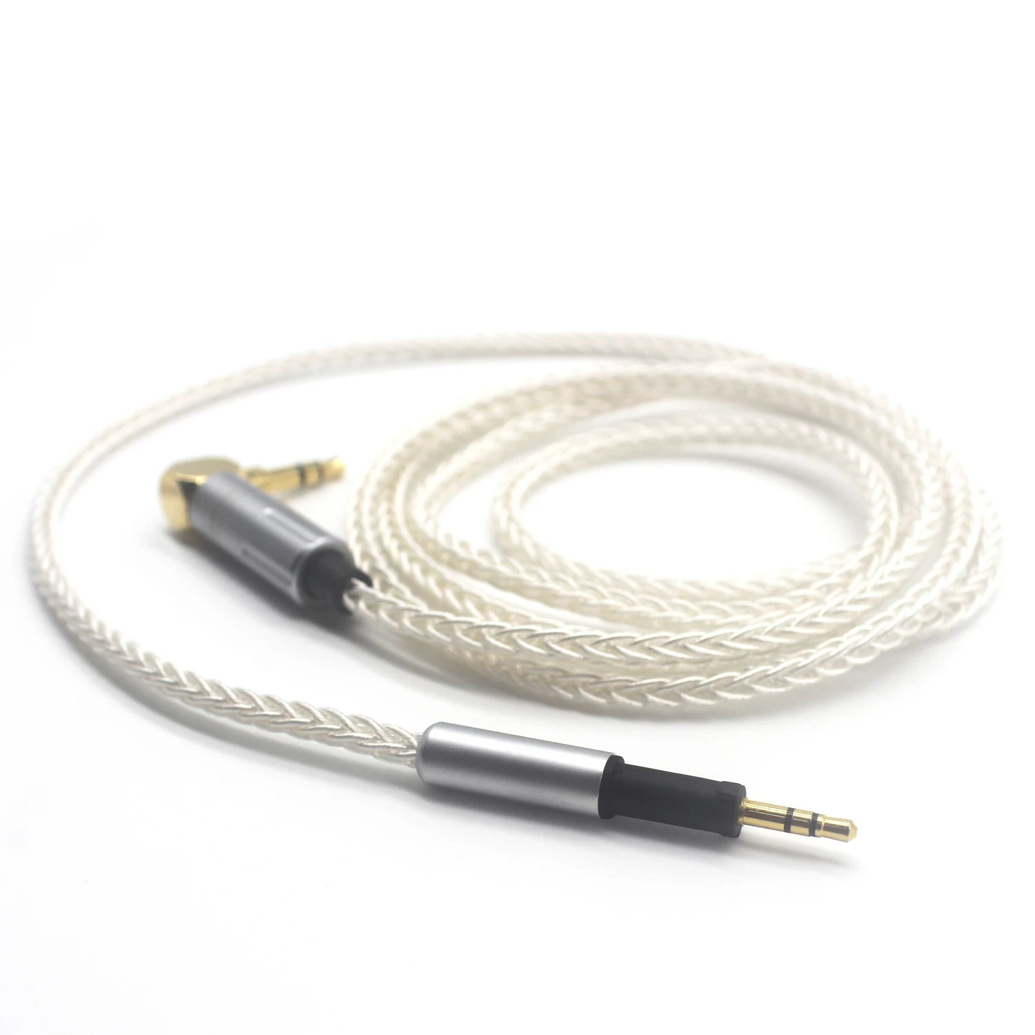 Youkamoo 3,5mm rechtwinklig 8-adriges versilbertes geflochtenes Ersatz kabel kompatibel für akg k450 k451 k452 q460 k480 Kopfhörer