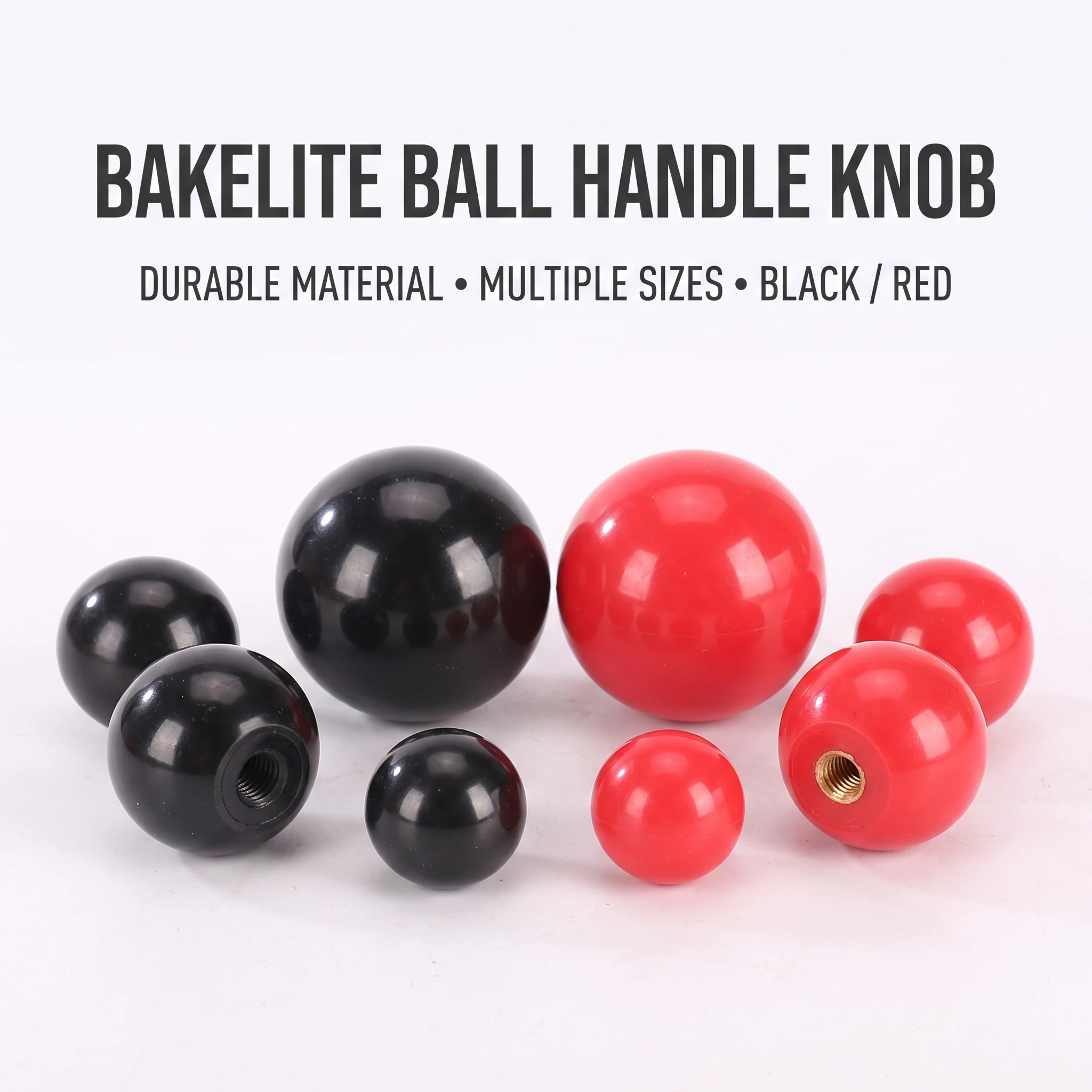 YGTITAN Bakelite Ball Handle Knob, Round Grip Manual Adjustment Handle for Industrial Machine Equipment Mechanical Control Parts