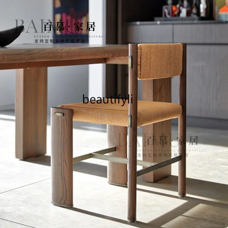 

Asmt56Wabi Sandy Wind Medieval Solid Wood Dining Chair Designer Retro Desk Chair Simple Homestay Handmade Braided Rope Leisure C